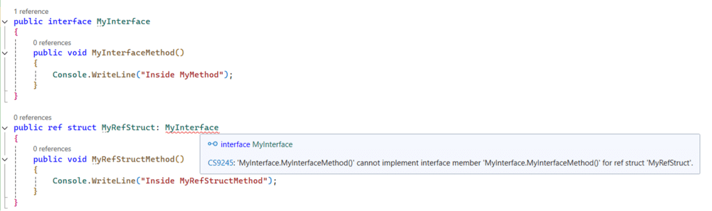 ref struct compiler error C#